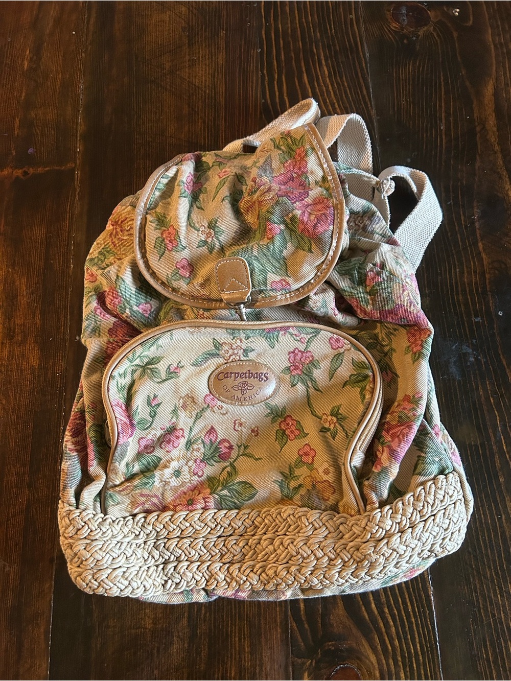 Vintage 90s Carpetbags of America Floral Tapestry Backpack Cottagecore